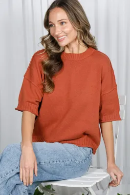 V&amp;L Rust Crew Neck Knitted Sweater