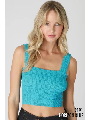 NB Horizon Blue O/S Shirred Crop Top