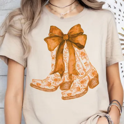 Par.Tees Coquette Cowboy Boots -Beige