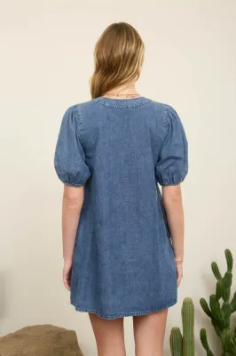 BP Front Tie Denim Mini Dress