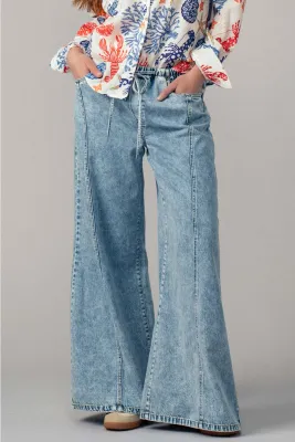 UD Relaxed Wide Leg Drawstring Western Pants