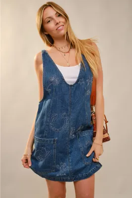 Blue B. West Embroidered Denim Dress