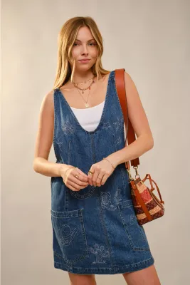 Blue B. West Embroidered Denim Dress