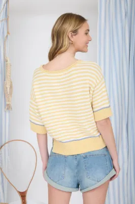 BP Yellow Stripe Contrast Trim Sweater