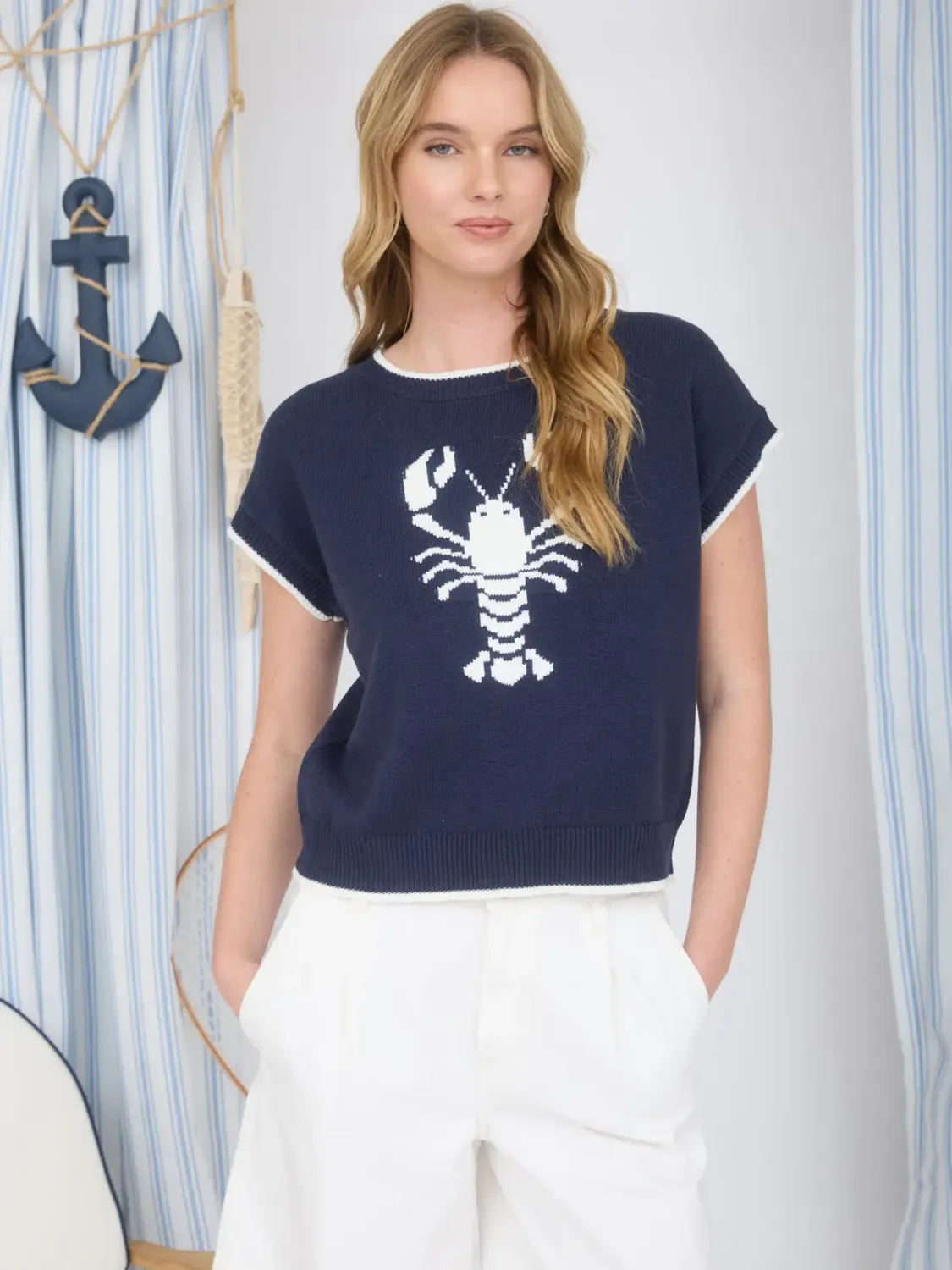 BP Lobster Short Sleeve Knit Sweater