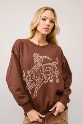 Blue B. Embroidered Bull Riding Sweatshirt 