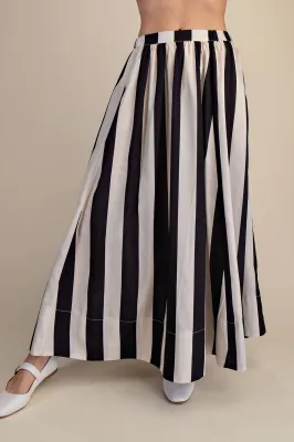 GLAM Black/White Stripe Maxi skirt 