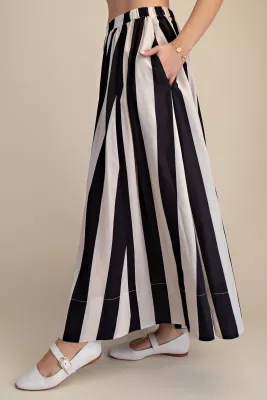 GLAM Black/White Stripe Maxi skirt 