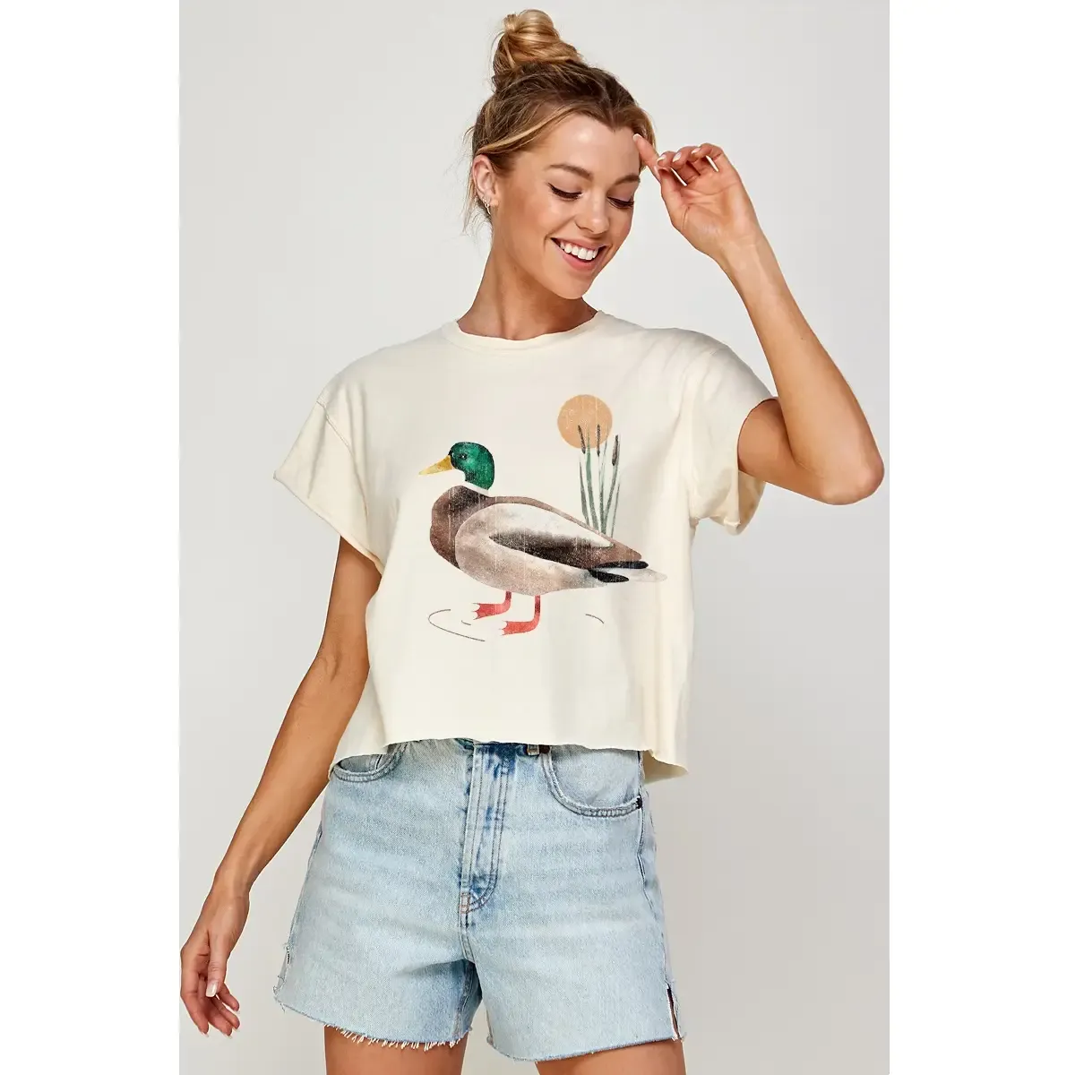 Mallard Duck Vintage Crop Tee