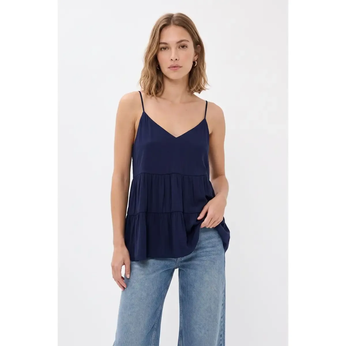 NAKED ZEBRA Navy Tiered Cami 