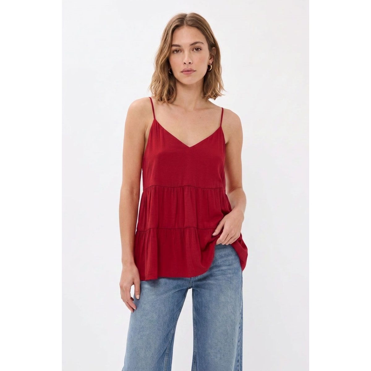 NAKED ZEBRA Scarlet Tiered Tank