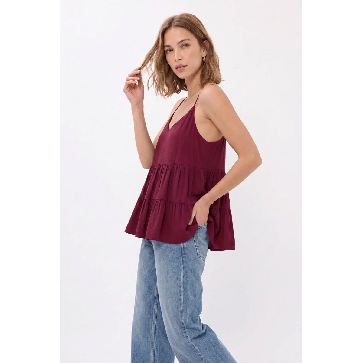 NAKED ZEBRA Maroon Tiered Tank