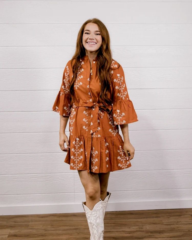 OMS Ellington Dress Burnt Orange