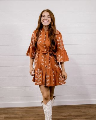 OMS Ellington Dress Burnt Orange