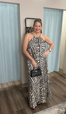 TCEC Zebra Halter Maxi Dress