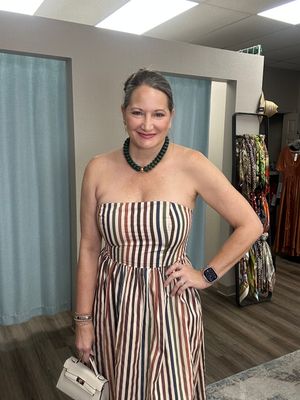 TCEC Stripe Strapless Dress