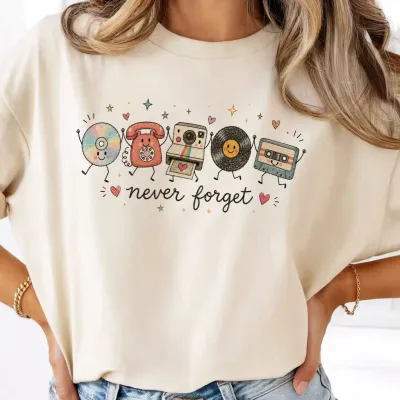 Never Forget Vintage Doodle Tee- Cream 
