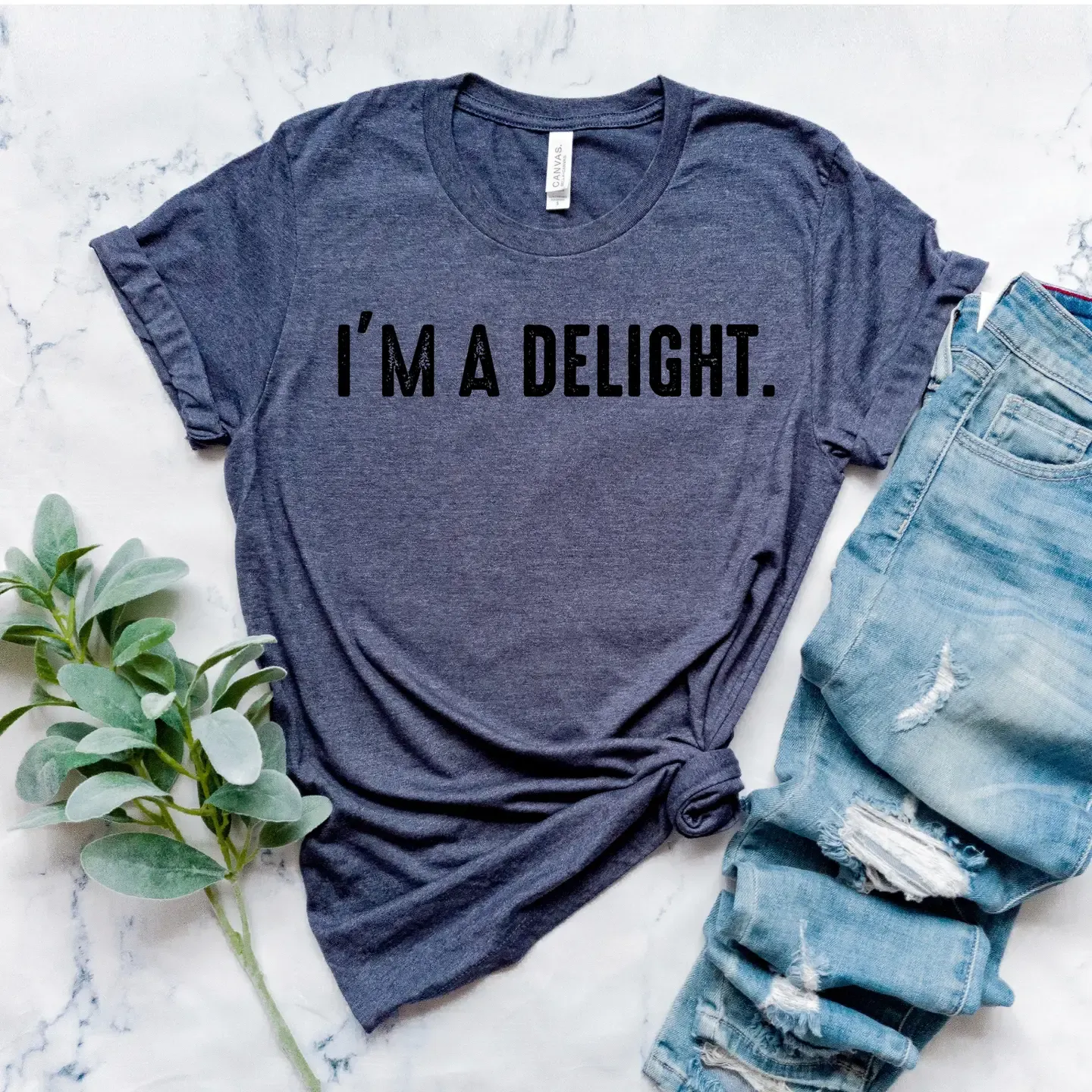 Im A Delight Tee- Heather Navy