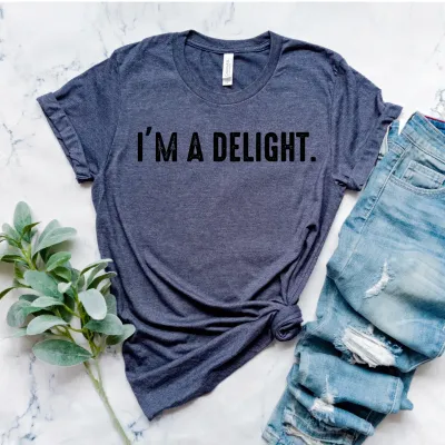 Im A Delight Tee- Heather Navy