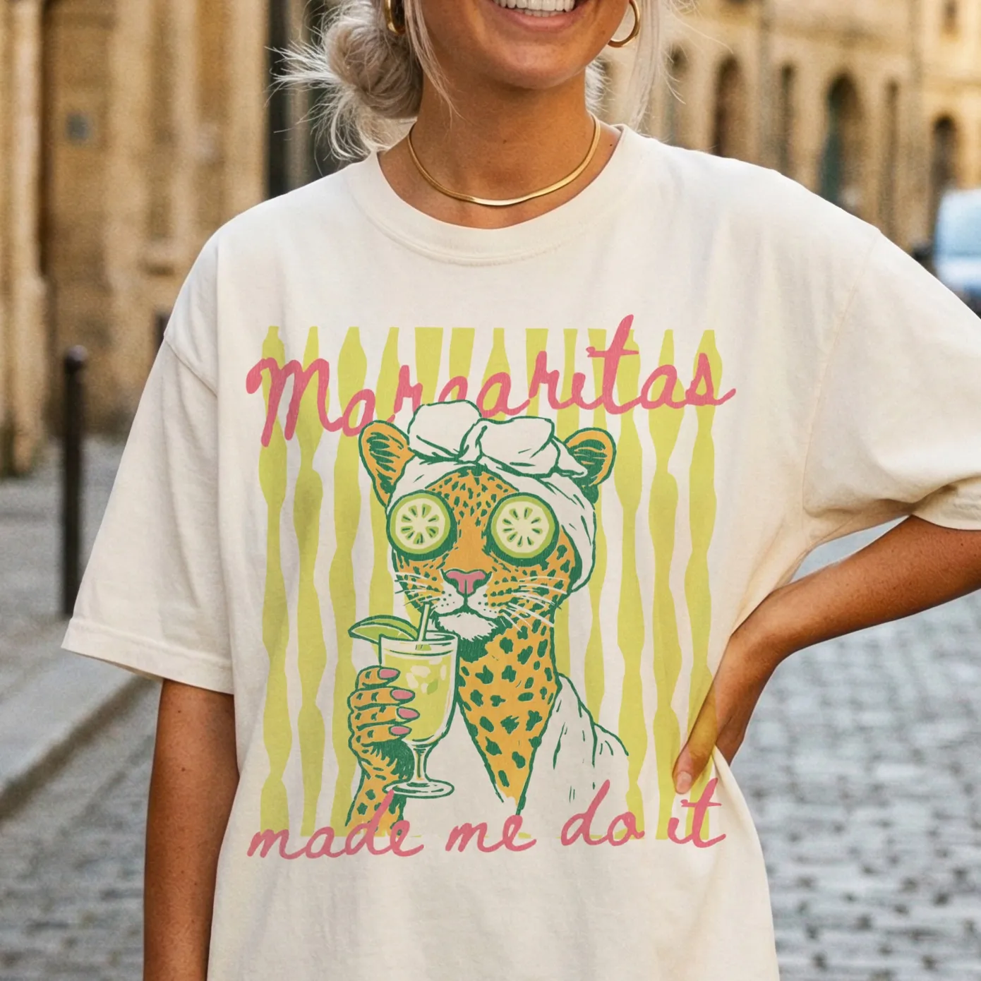 Margaritas Made Me Do It Tee- Cream 