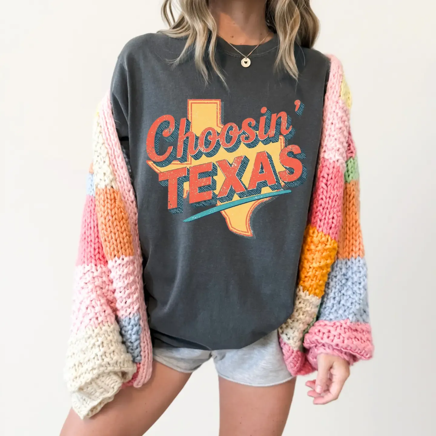 Choosin Texas Tee-Grey
