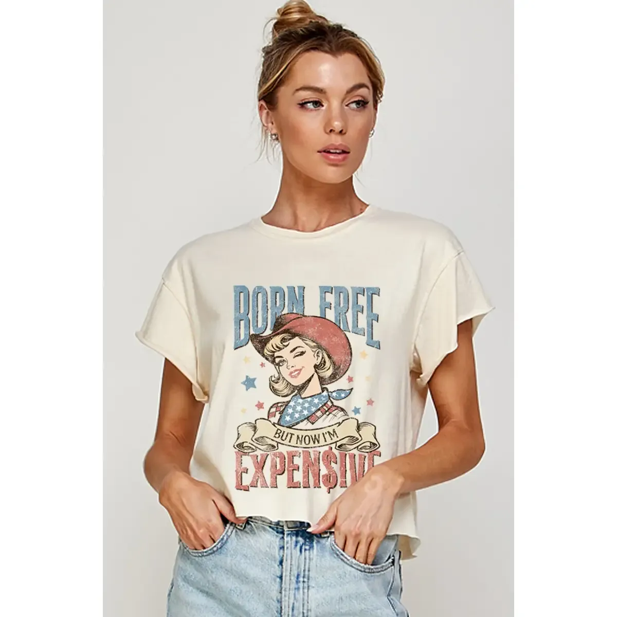 Born Free/Now Expensive Cropped Tee