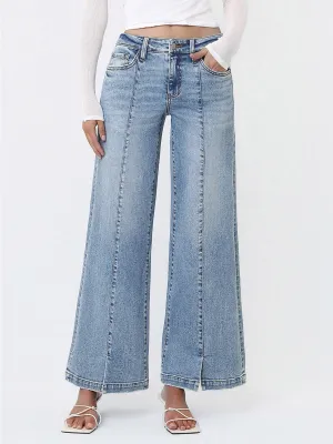 VERVET Wide Leg Front Slit Jeans