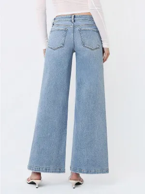 VERVET Wide Leg Front Slit Jeans
