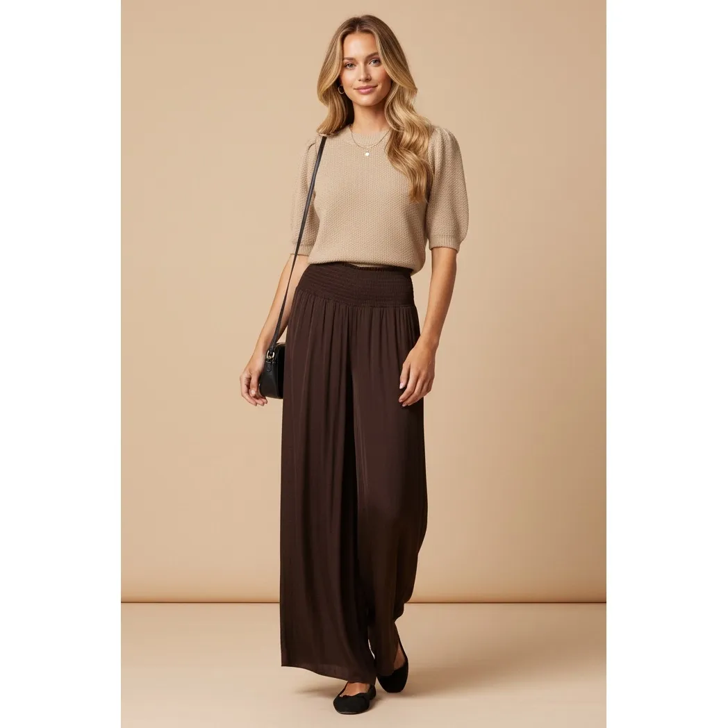 NAKED ZEBRA Chocolate Smock Waist Pants