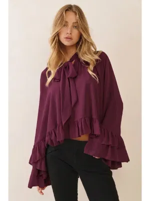 ODDI Plum Sheer Dolman Top