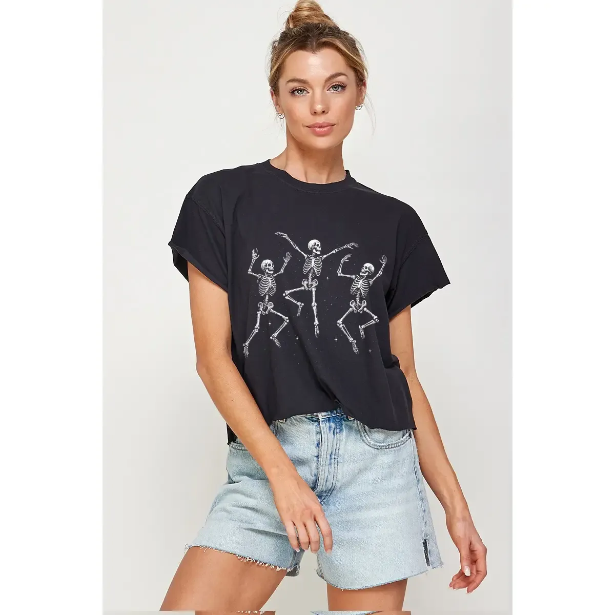 Dancing Skulls Vintage Crop Tee