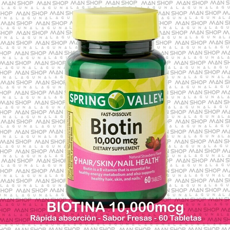 Biotina Rápida Absorción / Biotin fast dissolve 10,000 mcg. 60 Tabs.