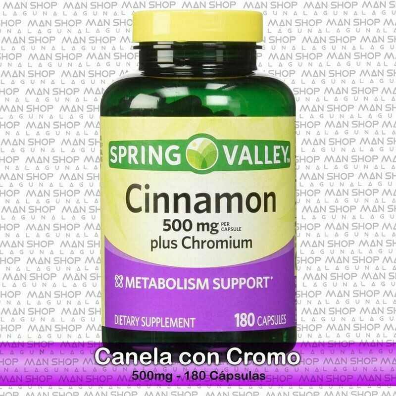 Canela con Cromo / Cinnamon plus chromium 500 mg. 180 Caps.