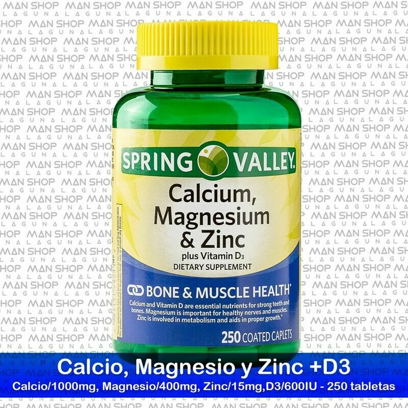 Calcio, Magnesio Y Zinc / Calcium, Magnesium &amp; Zinc,+D3 250 Tabs.
