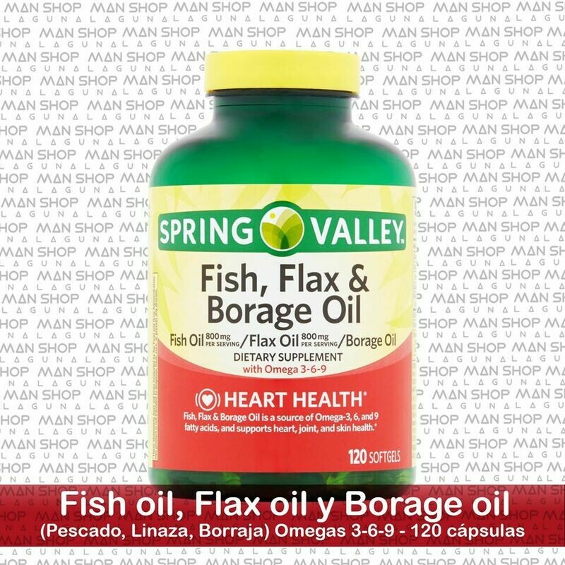 Triple Omega (Aceite De Pescado, Linaza &amp; Borraja) / Fish, Flax &amp; Borage oil 120 Caps.