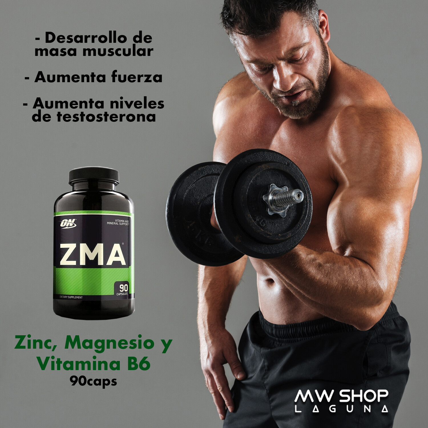 ZMA (Zinc, Magnesio, Vitamina B6) / (Zinc, Magnesium, Vitamin B6) 90 Caps.