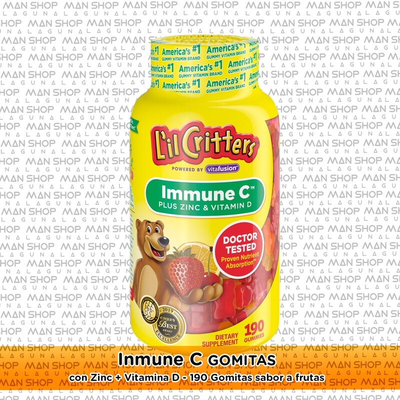 Inmune C + Zinc + D Lil Critters gummies, para niños, 190 gomitas