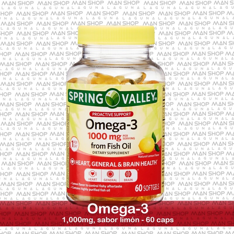 Omega-3 1,000 mg. 60 Caps. sabor limón con DHA y EPA