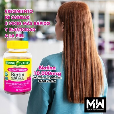 Biotina Gomitas / Adult Gummy Biotin 10,000 mcg. 90 gomitas veg.