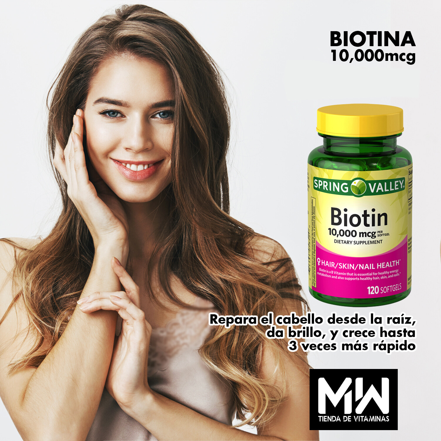 Biotina / Biotin 10,000 mcg. 120 Caps.