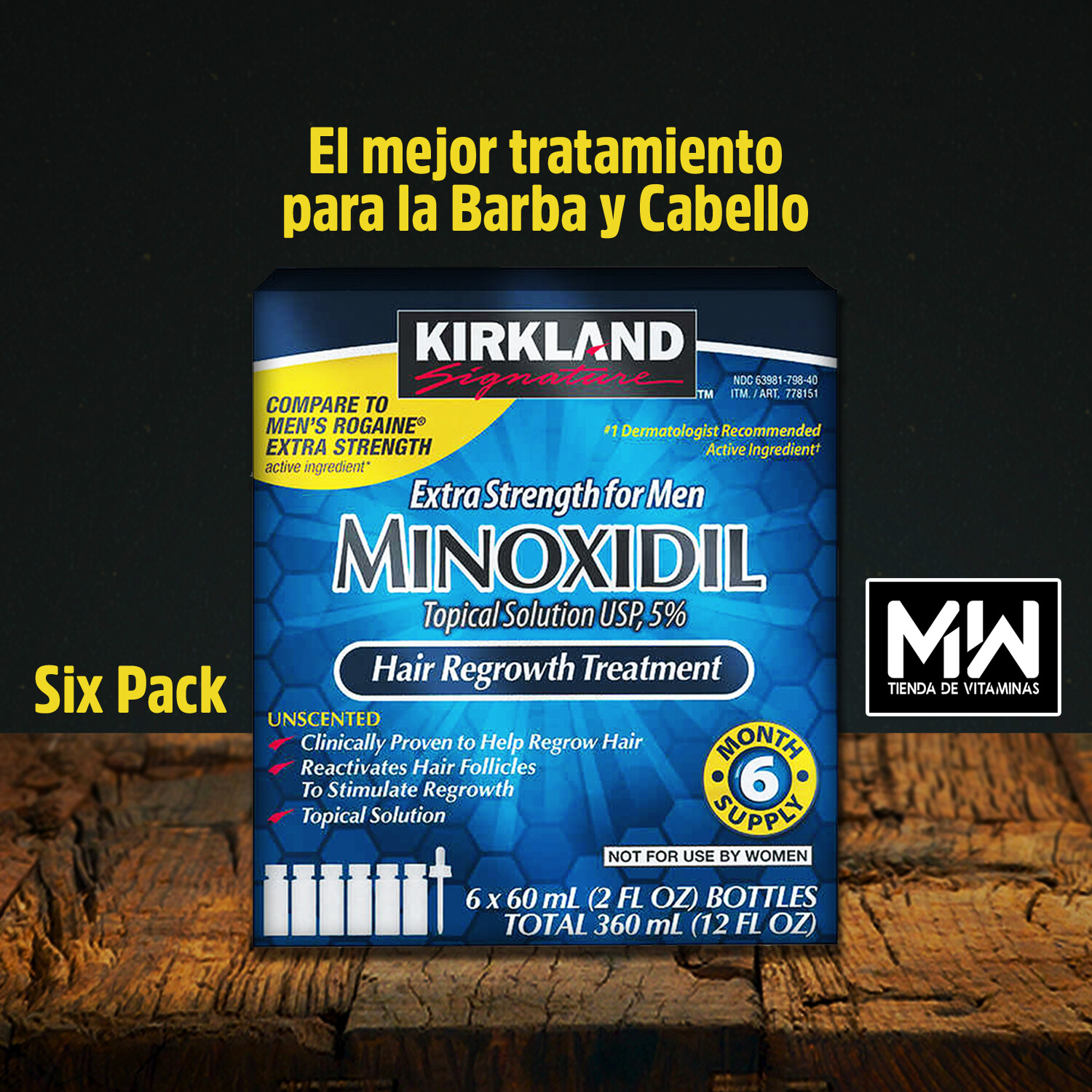 Minoxidil Líquido, Six Pack (6x60mL)