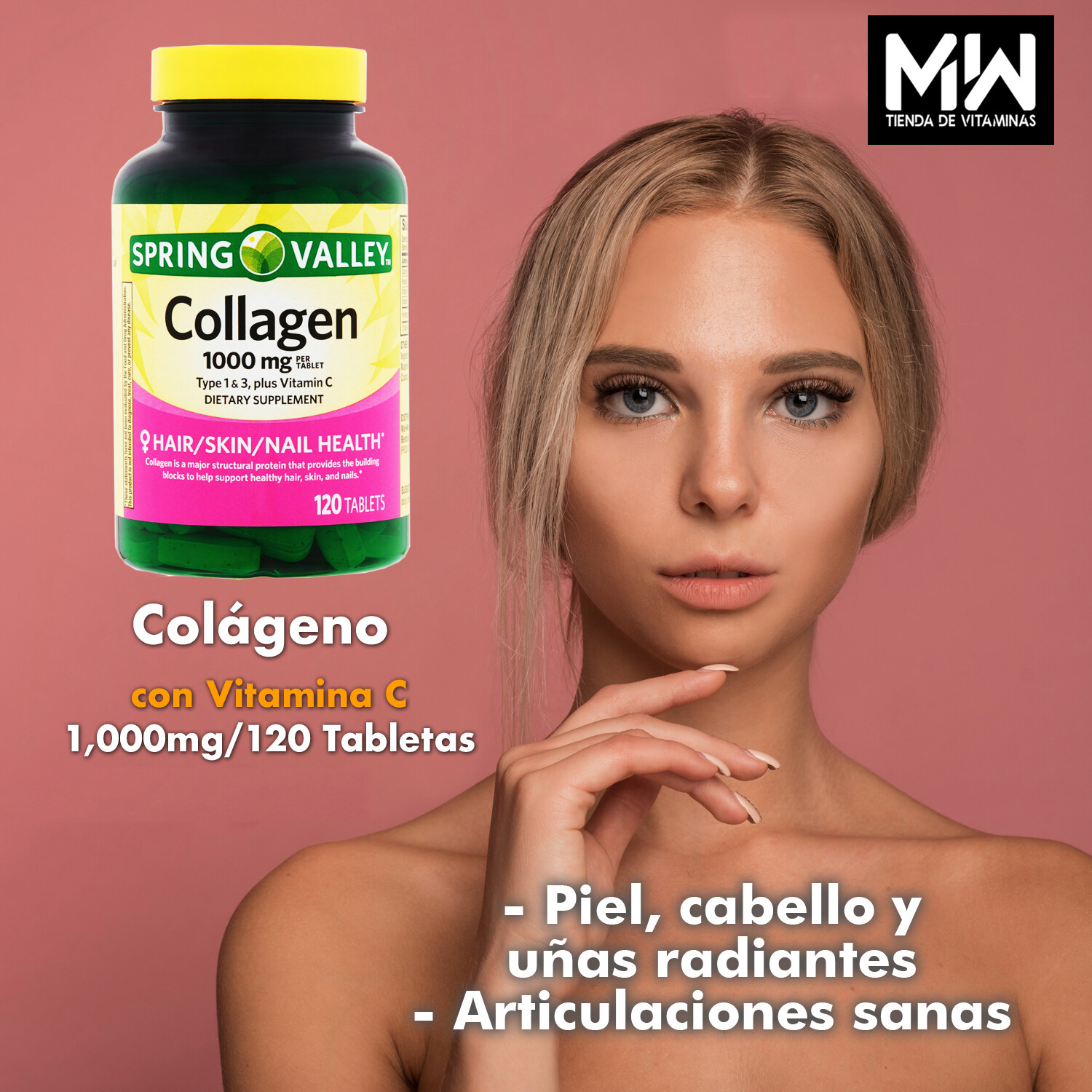 Colágeno Tabletas / Collagen 1,000 mg. 120 Tabs.
