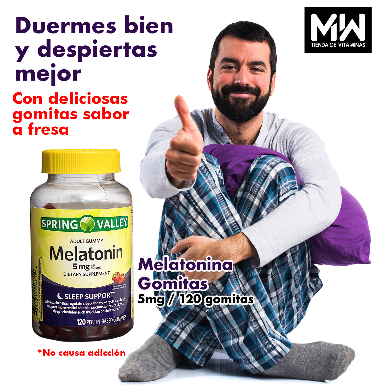 Melatonina 5 mg Gomitas / Melatonin Adult Gummy  120 Pzas.