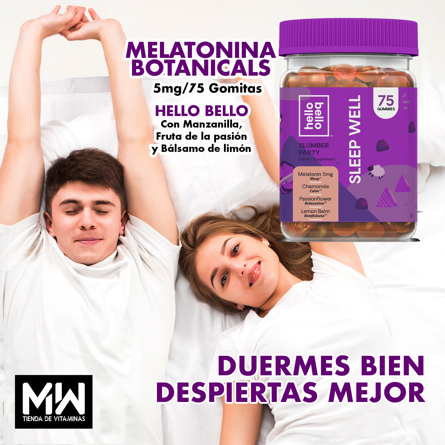 Melatonina 5 mg. Gomitas Botanicas / Melatonin Adult Gummy 5 mg. 75 Pzas.