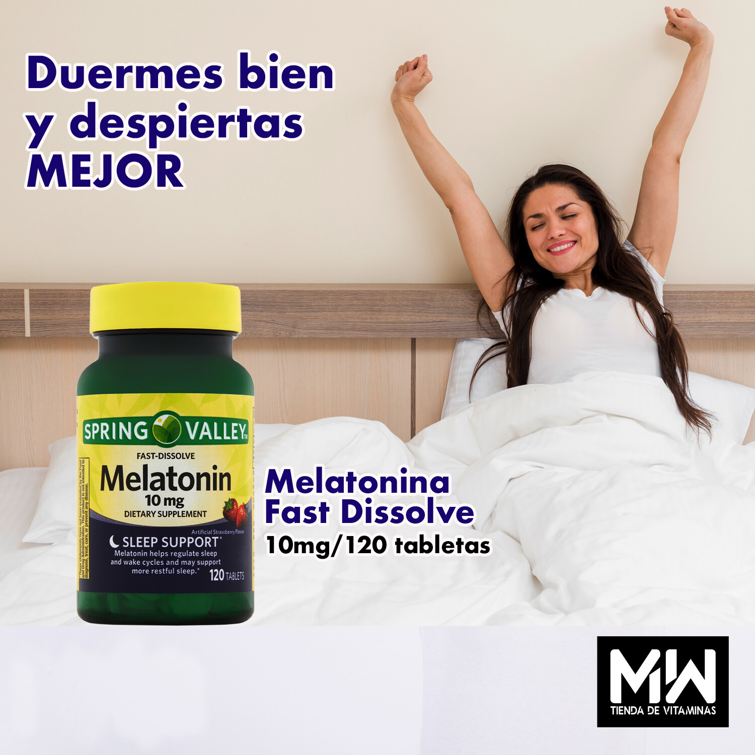 Melatonina 10 mg. Rápida Acción / Melatonin Fast Dissolve 10 mg.  120 Tabs.