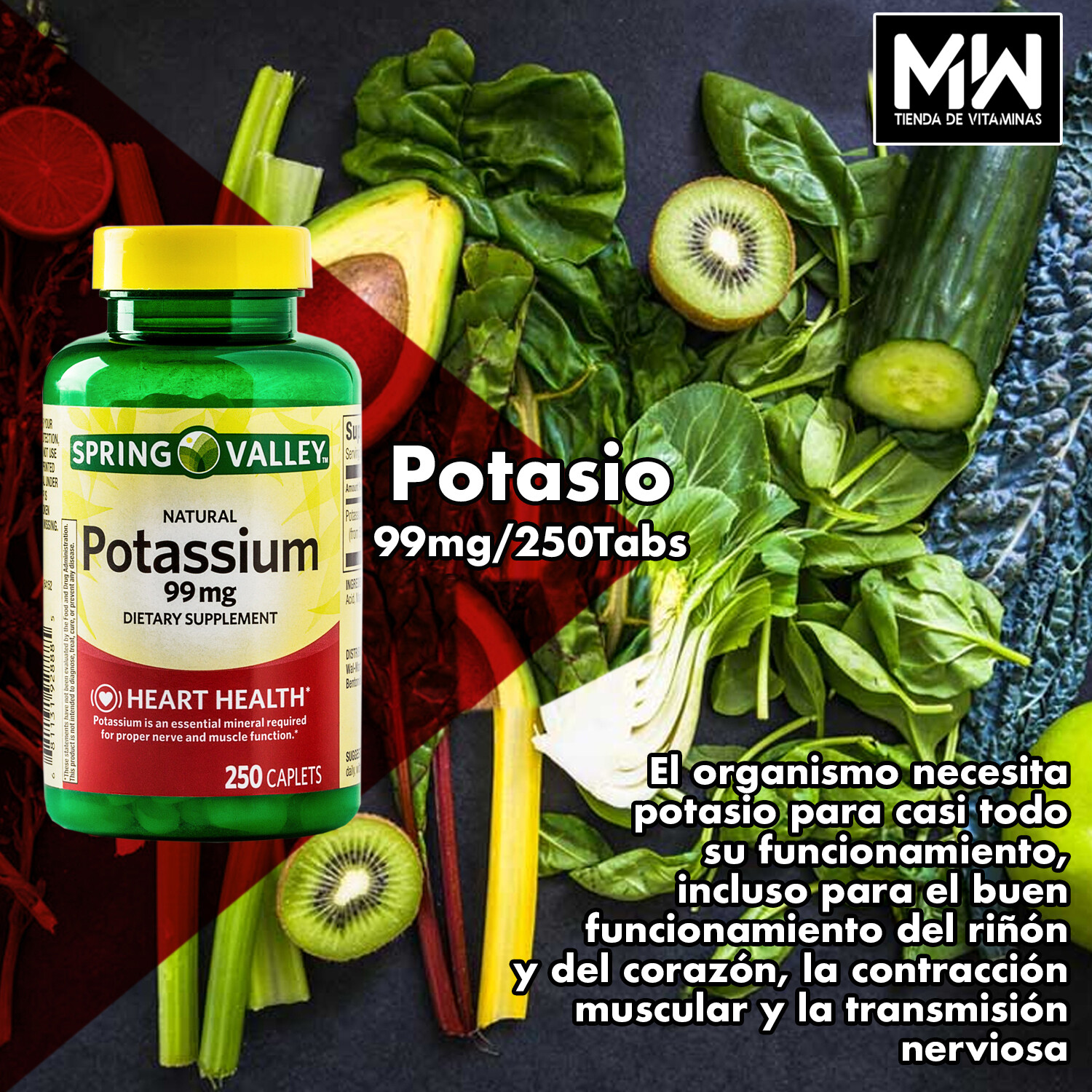 Potasio / Potassium 99 mg. 250 Caps.
