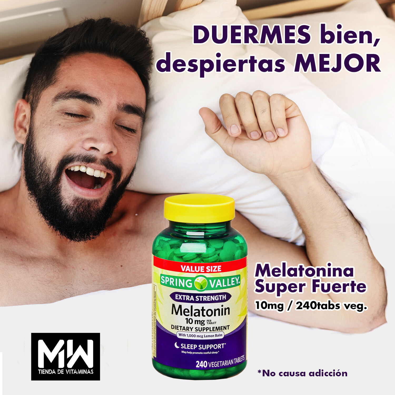 Melatonina 10 mg. Super Fuerte/ Extra Strength Melatonin 10 mg. 240 tabs.