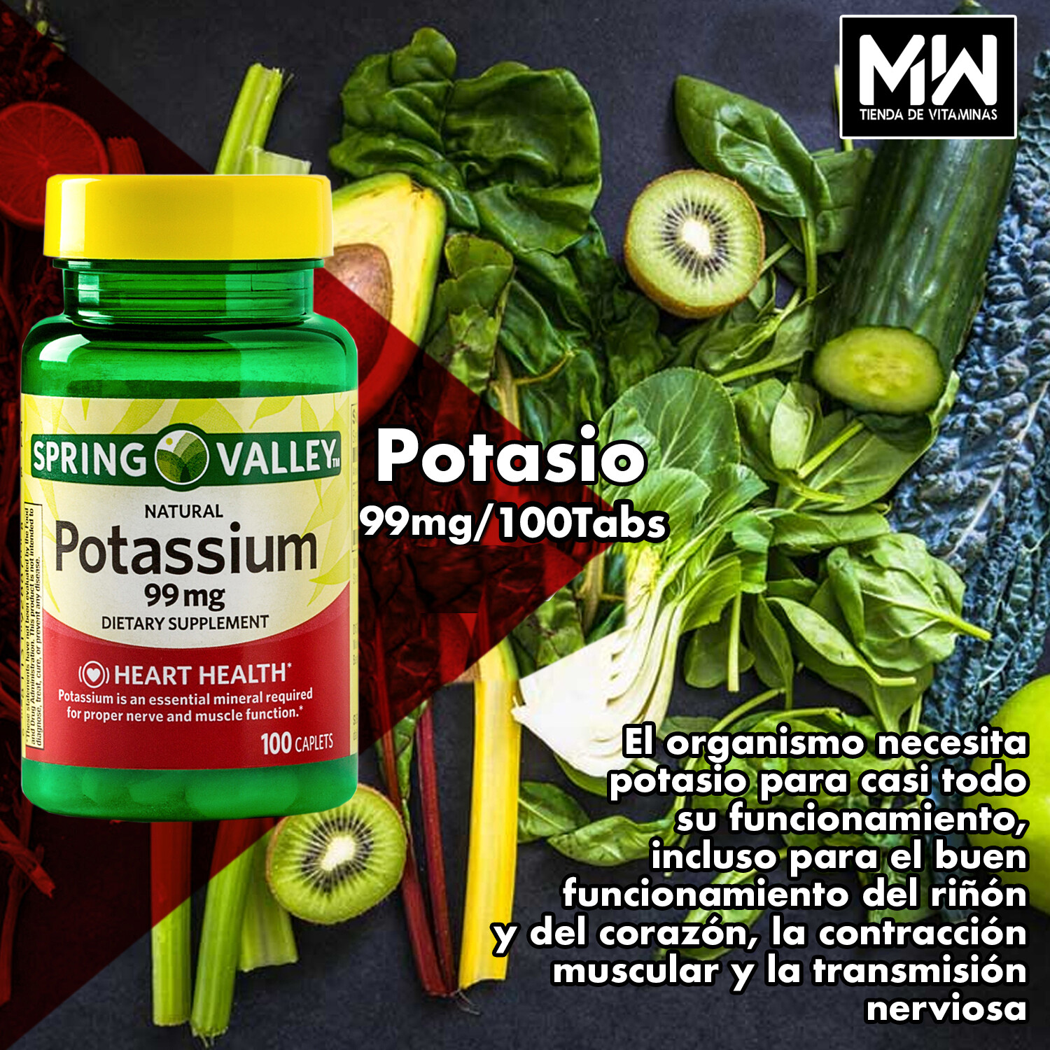 Potasio / Potassium 99 mg. 100 Tabs.