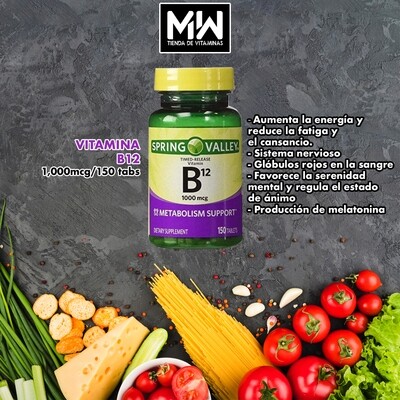 Vitamina B12 / Vitamin B12 timed-release 1,000 mcg. 150 Tabs.
