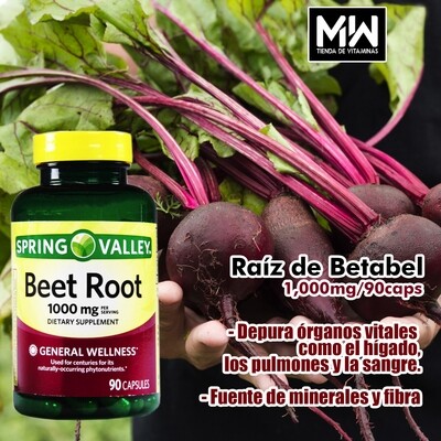Raíz De Betabel / Beet Root 1,000 mg. 90 Caps.